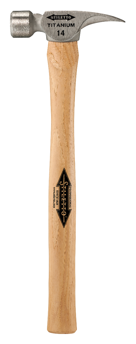 Stiletto TI14SS 14oz Smooth Face, 18" Straight Hickory Handle Framing Hammer titanium head