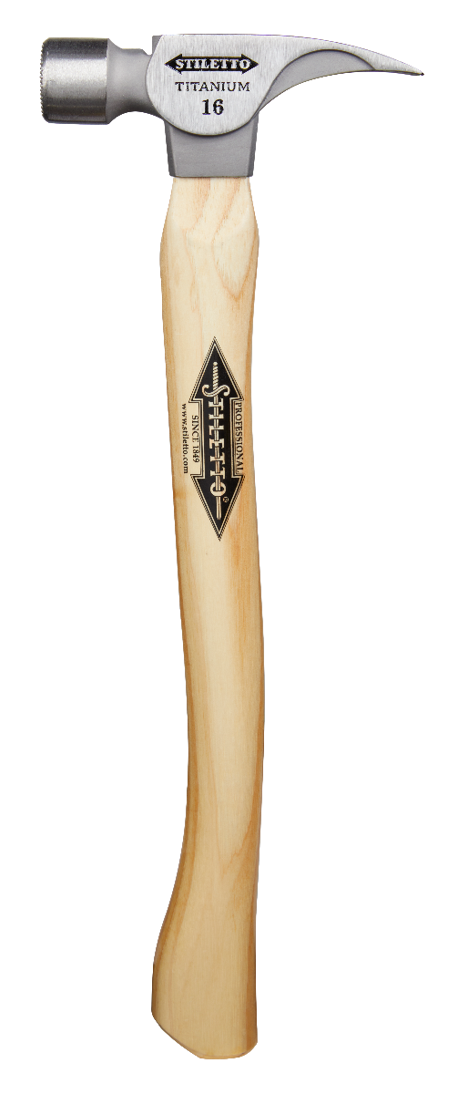 Stiletto TI16MC 16oz Milled Face, 18" Curved Hickory Handle Framing Hammer titanium head