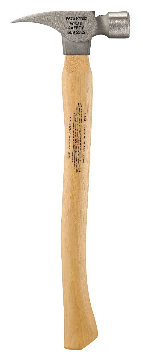 Stiletto TI16MC 16oz Milled Face, 18" Curved Hickory Handle Framing Hammer straight claw