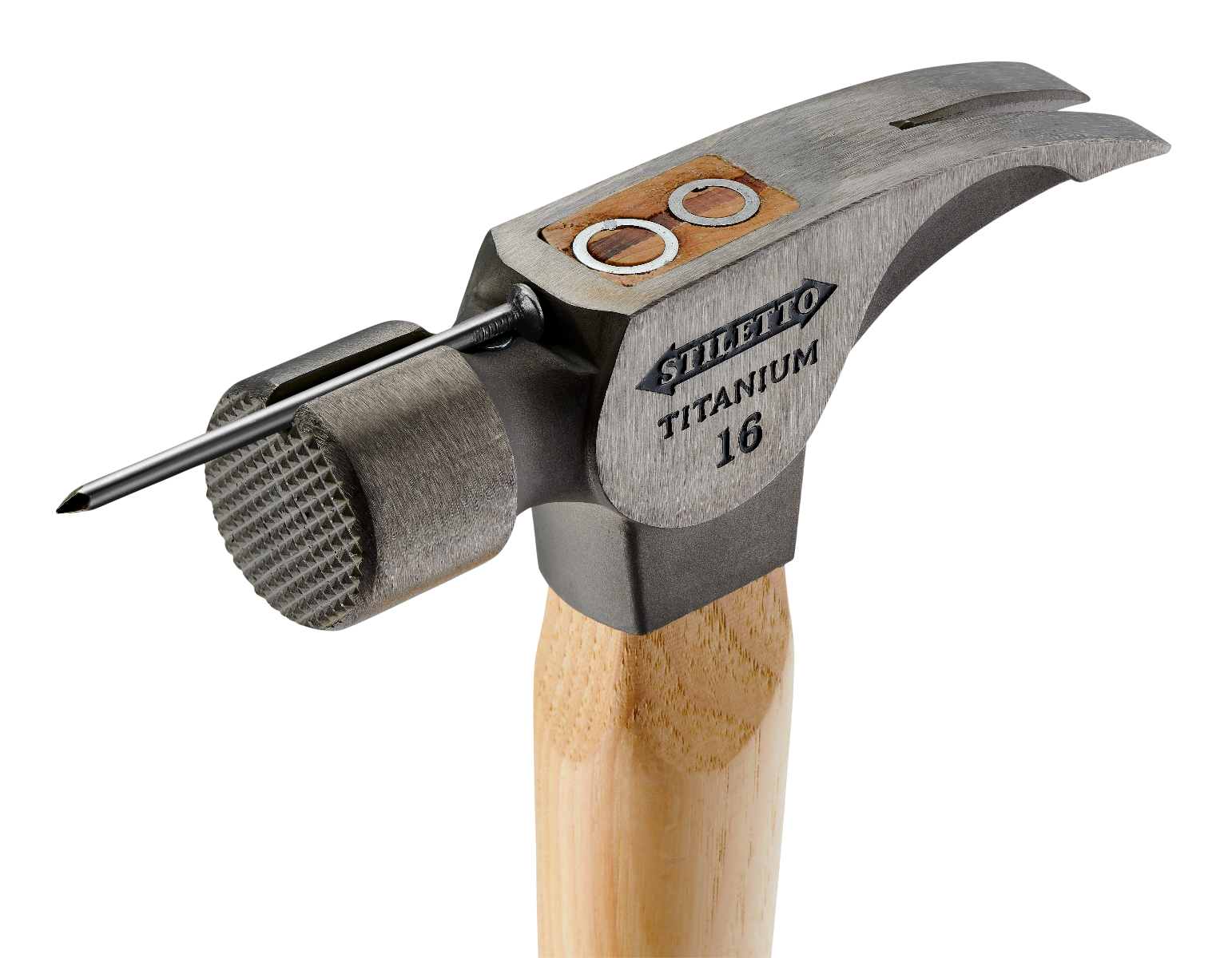 Stiletto TI16MC 16oz Milled Face, 18" Curved Hickory Handle Framing Hammer magnetic nail starter