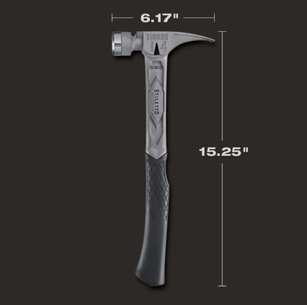 Stiletto TIBONE 14oz Milled Face, Curved Handle Framing Hammer TIB14RMC size