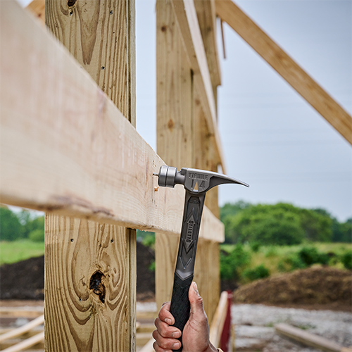 Stiletto TIBONE 14oz Smooth Face, Curved Handle Framing Hammer TIB14RSC in use construction site