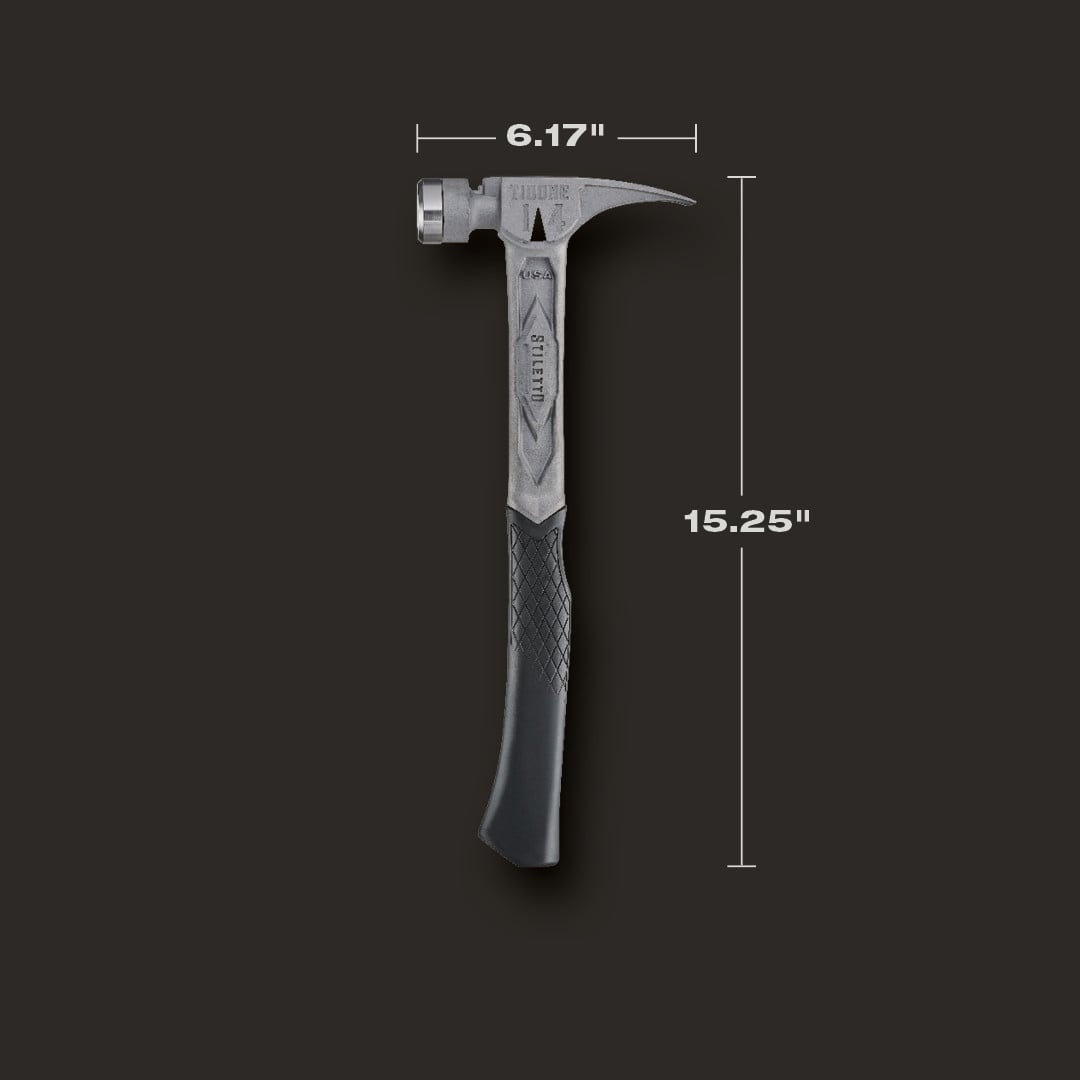 Stiletto TIBONE 14oz Smooth Face, Curved Handle Framing Hammer TIB14RSC dimensions