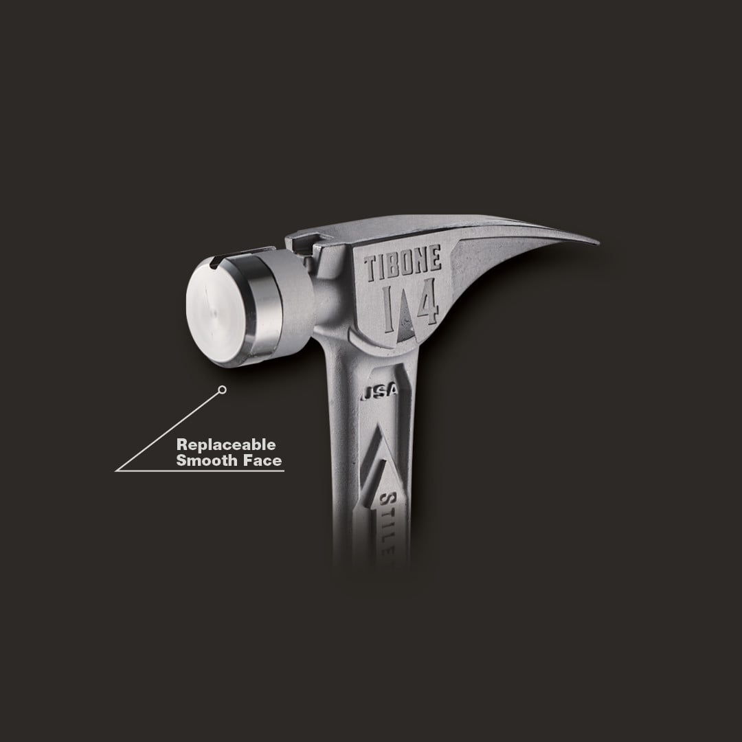 Stiletto TIBONE 14oz Smooth Face, Curved Handle Framing Hammer TIB14RSC replaceable face