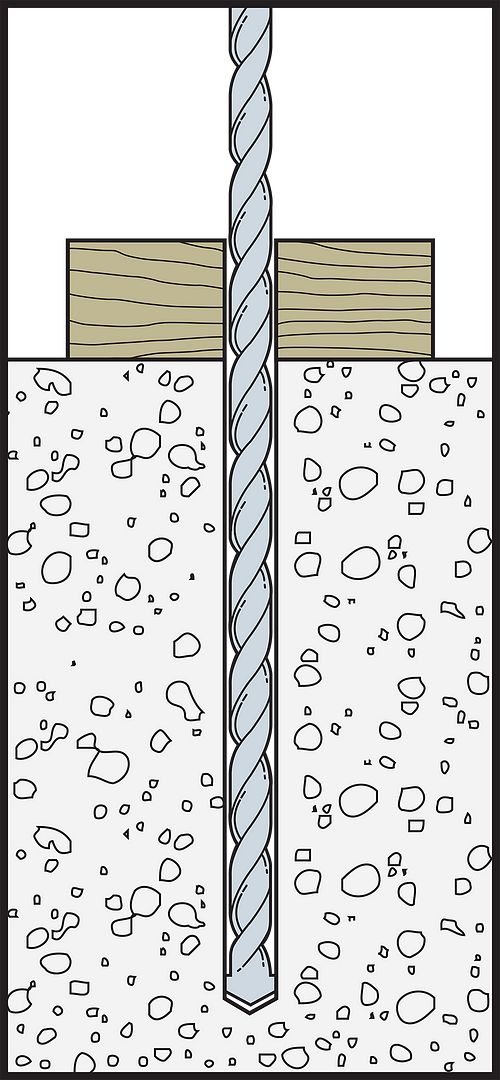 1/2” x 9-3/4” Simpson Strong-Tie THD50934RC Titen HD Rod Coupler carbide drill bit predrill illustration