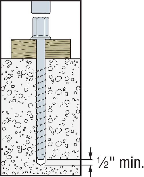 1/2” x 9-3/4” Simpson Strong-Tie THD50934RC Titen HD Rod Coupler 1/2" minimum gap illustration