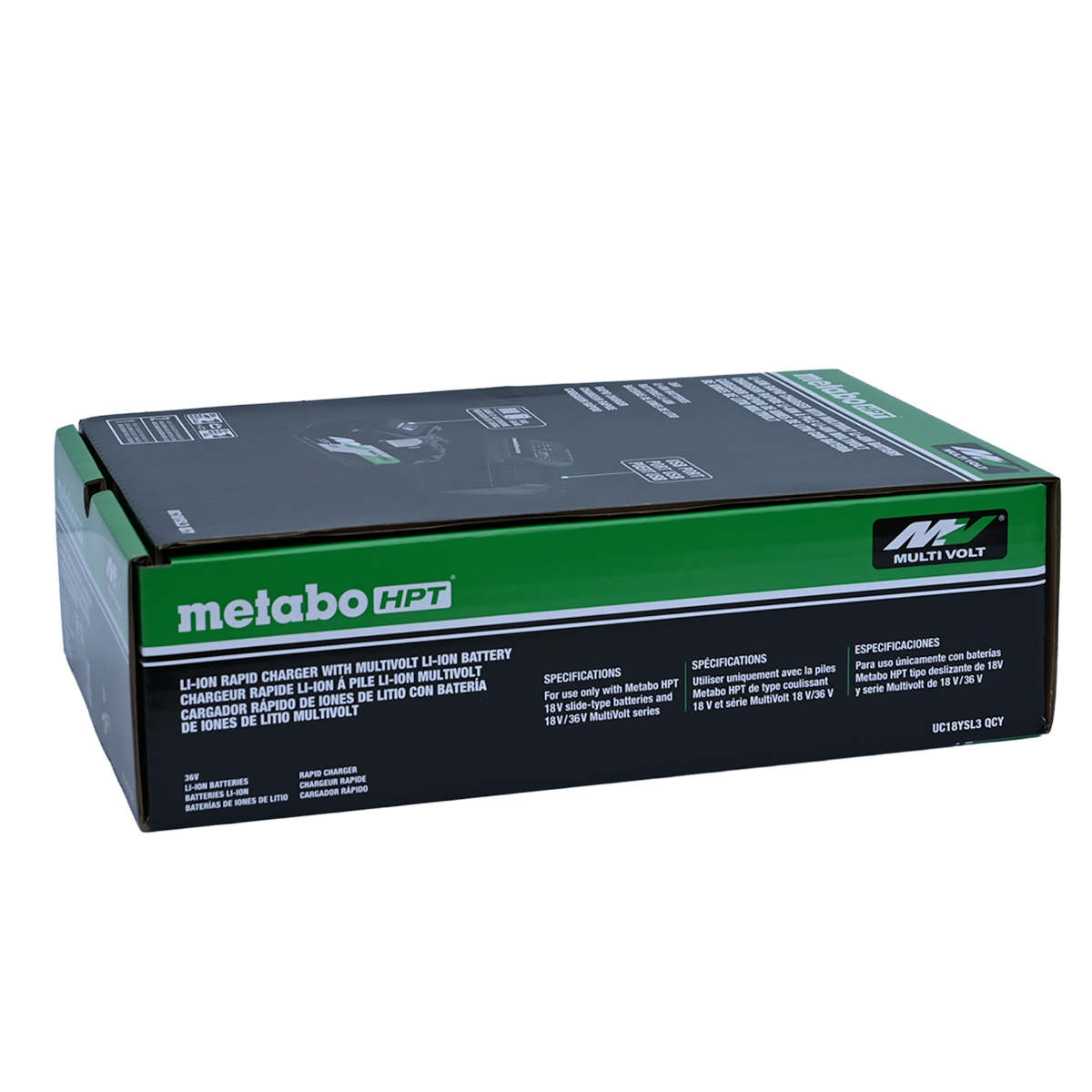 Metabo HPT UC18YSL3Q1YM 14.4/18V/36V MultiVolt Lithium Ion Fast Battery Charger box