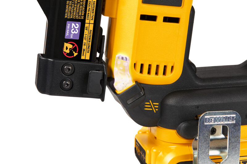 DeWalt DCN623D1 20V MAX 23 Gauge Pin Nailer 5/8" to 1-1/2" with battery pack and charger low nail lockout led