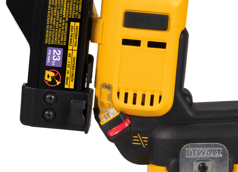 DeWalt DCN623B 20V MAX 23 Gauge Pin Nailer, 5/8" to&nbsp;1-1/2" low nail lockout led