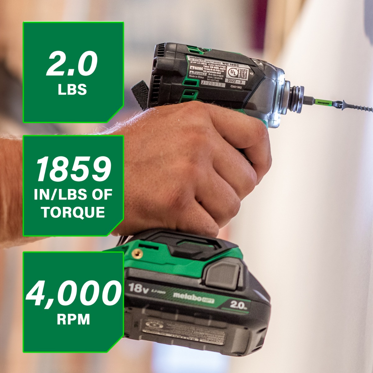 Metabo HPT WH18DC 18V Multivolt Cordless Triple Hammer Bolt Impact Driver specs