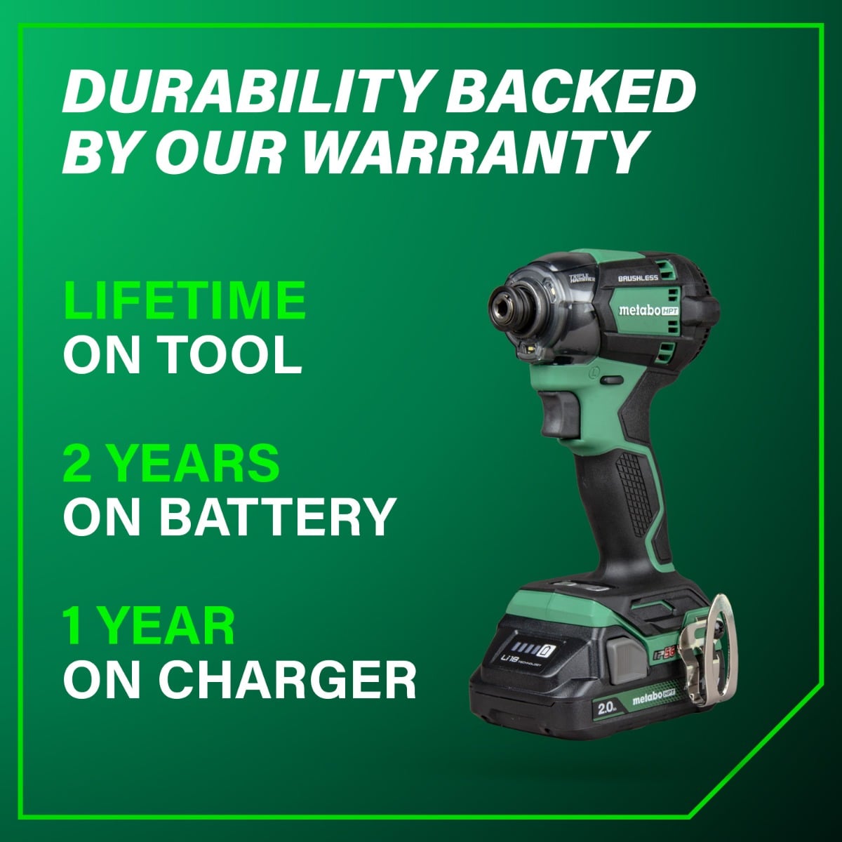 Metabo HPT WH18DC 18V Multivolt Cordless Triple Hammer Bolt Impact Driver warranty info