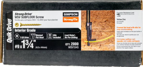 #9 x 1-3/4" #9 x 1-3/4" Yellow Zinc Coated WSV Subfloor Screw WSV134S box