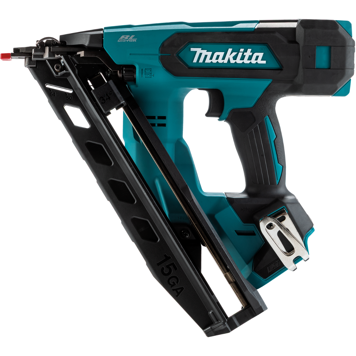 Makita XNB08Z 18V LXT Brushless 15 Gauge Angled Finish Nailer (Bare Tool), 1-1/4" to 2-1/2"