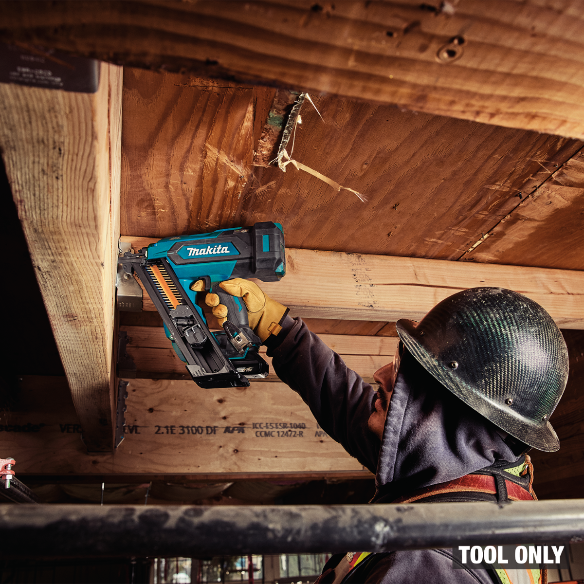 Makita XNB09Z 18V LXT Brushless Metal Connector Nailer jobsite
