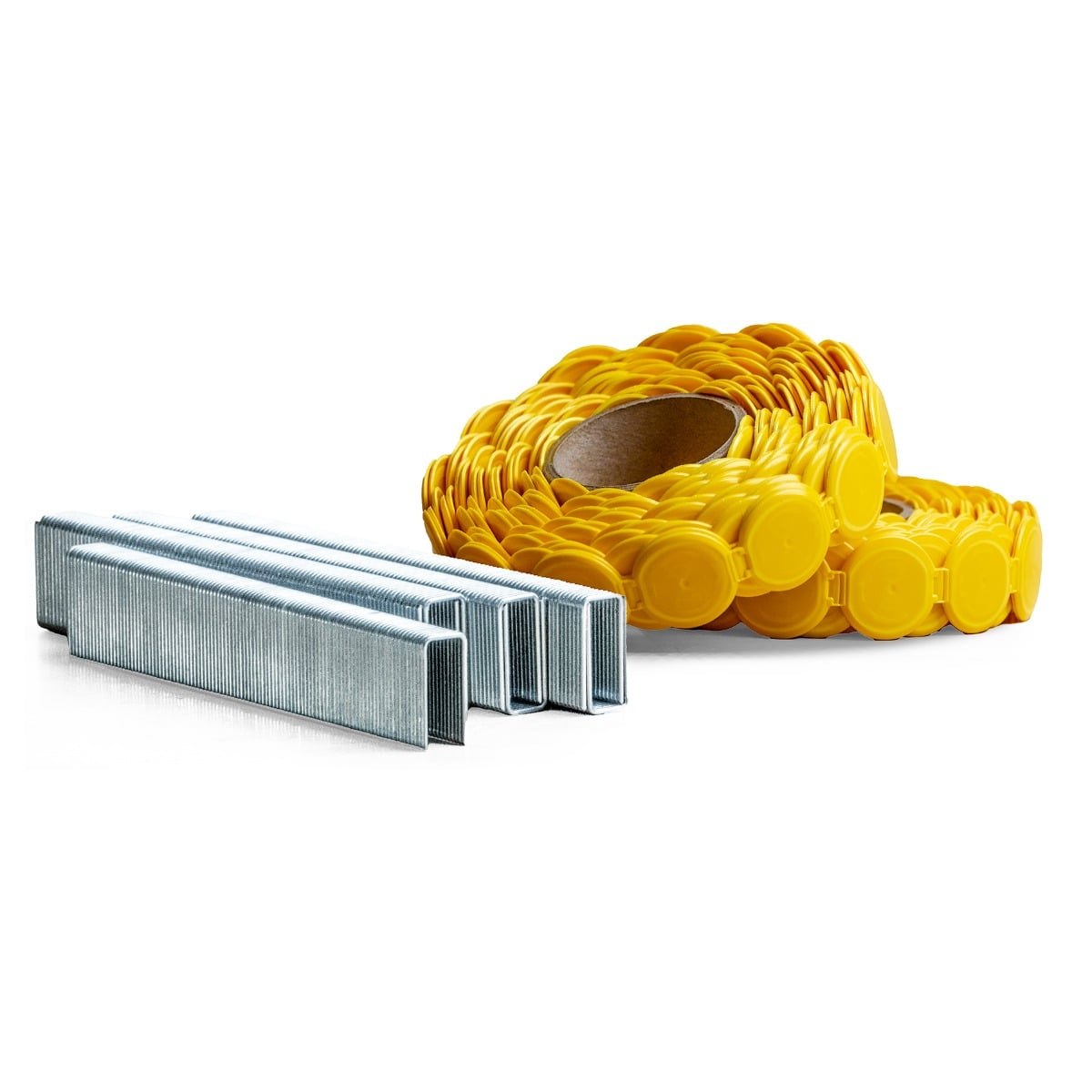 3/8" Crown x 7/8" Leg 18-Gauge Electrogalvanized Staples and roll caps