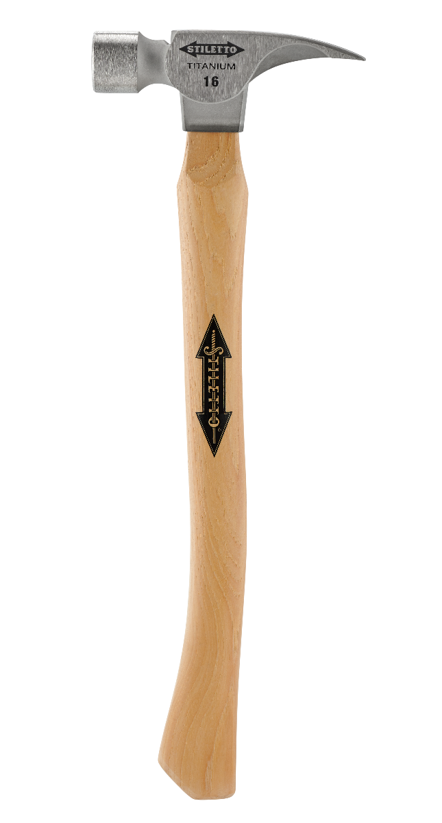 Stiletto TI16SC 16oz Smooth Face, 18" Curved Hickory Handle Framing Hammer titanium head