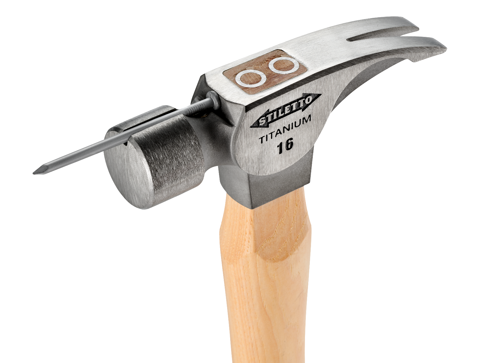 Stiletto TI16SC 16oz Smooth Face, 18" Curved Hickory Handle Framing Hammer magnetic nail starter