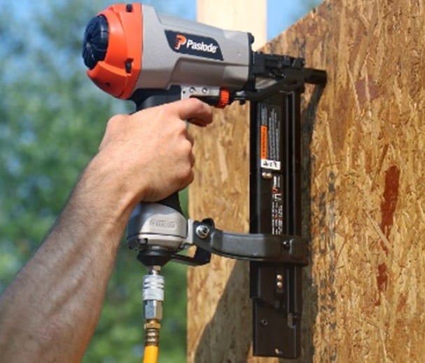 The Paslode 16 Gauge Pneumatic Construction Stapler in Use